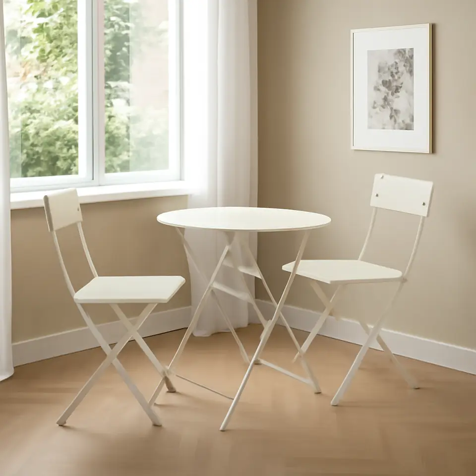 Møbelmontering SUNDSÖ Bord og 2 klapstole, udendørs råhvid/råhvid, 65 cm | Samling af Møbler i Rødovre & Kbh