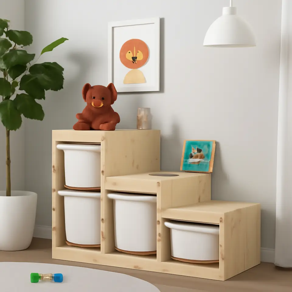 Møbelmontering TROFAST Opbevaringskombination med bokse, lys fyr med hvid bejdse/hvid, 94x44x91 cm | Billig & Hurtig i København
