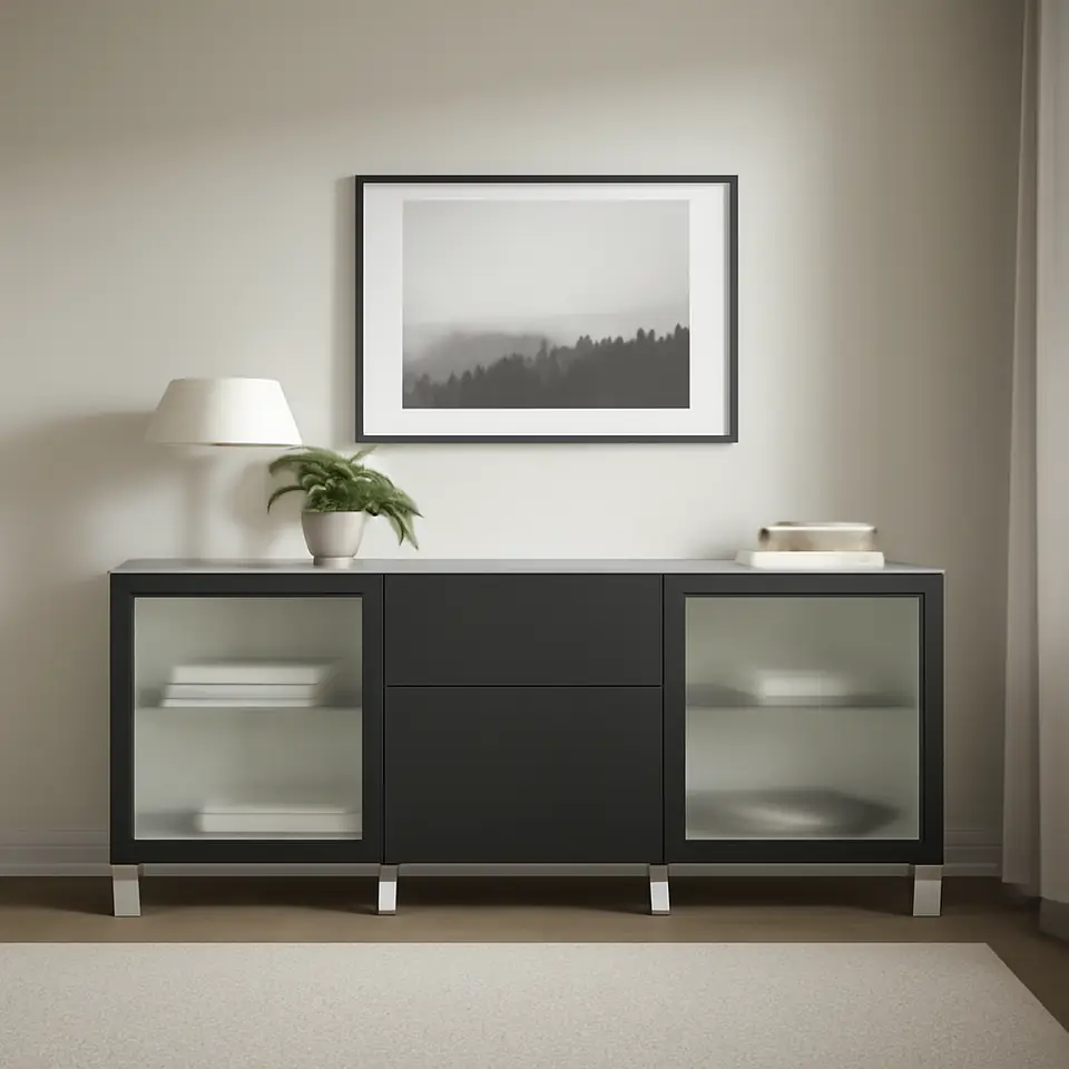 Møbelmontering BESTÅ Opbevaring med skuffer, hvid Lappviken/Stubbarp/Fällsvik antracit, 180x42x74 cm | Få et tilbud i dag