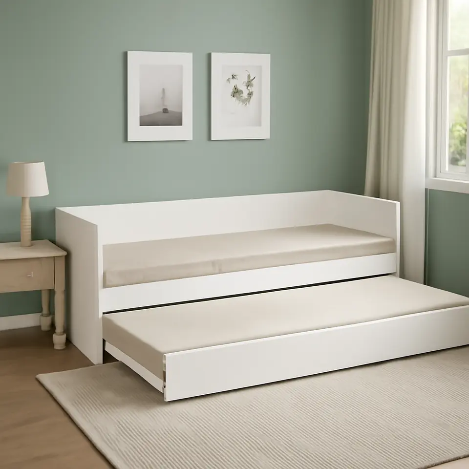 Møbelmontering VIHALS Sovesofa m underseng/2 madrasser, hvid/Vannareid fast, 80×200 cm | Samling af Møbler i Rødovre & Kbh
