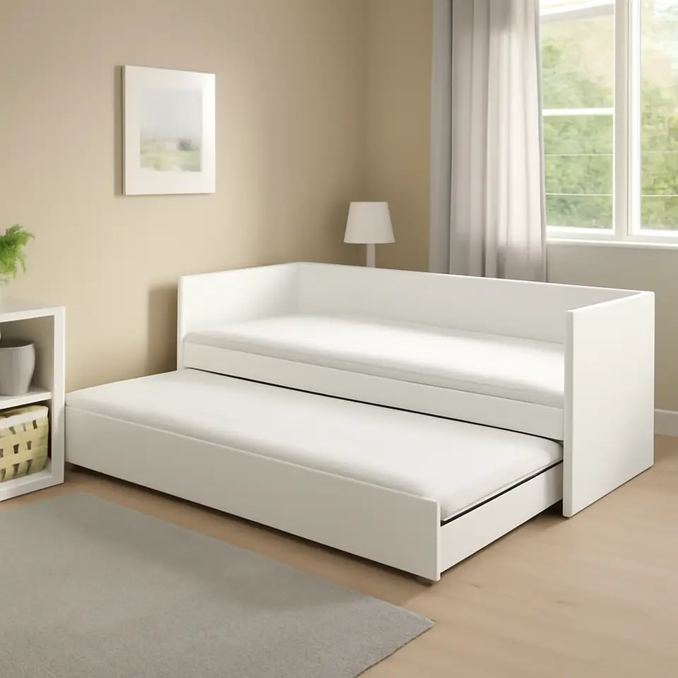 Møbelmontering VIHALS Sovesofa m underseng/2 madrasser, hvid/Åfjäll medium, 80×200 cm | Få et tilbud i dag