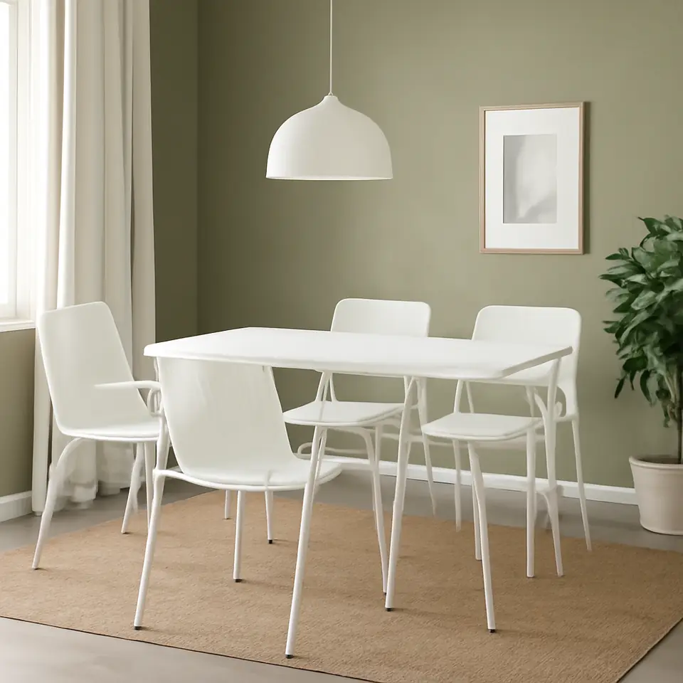 Møbelmontering TORPARÖ Bord+4 stole med armlæn, ude, kan klappes sammen hvid/hvid, 130×74 cm | Fast Pris i Storkøbenhavn