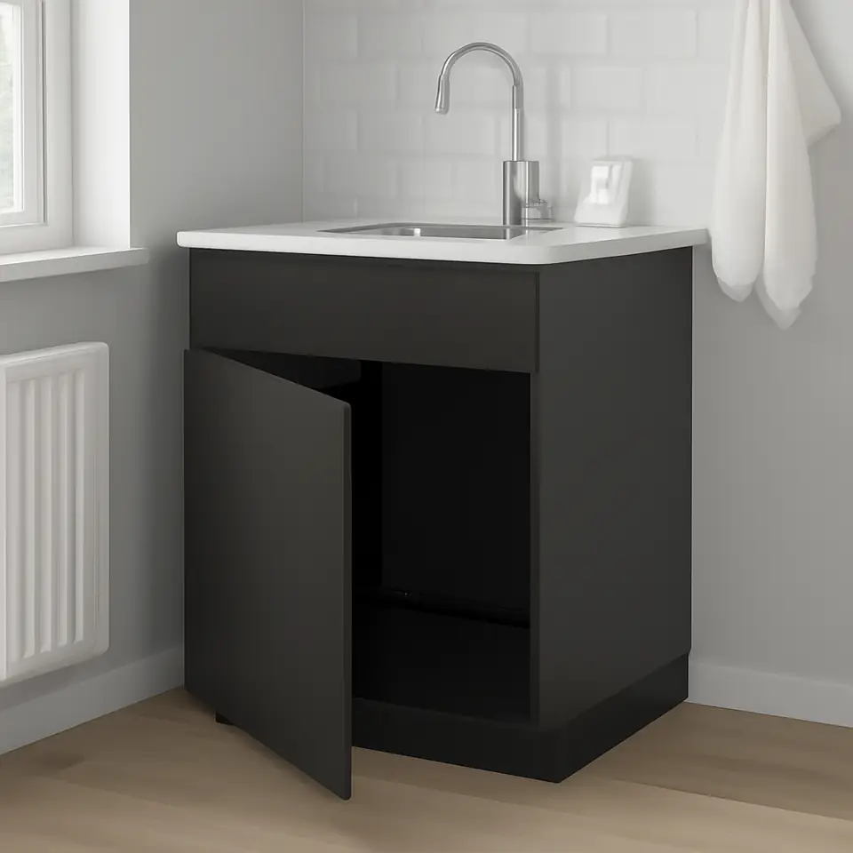 Møbelmontering METOD Underskab til vask m låge/front, gråsort/Nickebo mat antracit, 60×60 cm | Fast Pris i Storkøbenhavn
