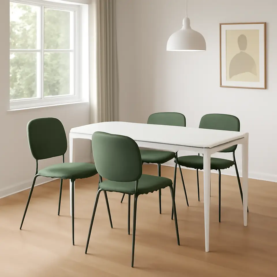 Møbelmontering VIHALS / VIHALS Bord og 4 stole, hvid hvid/grøn Tibbleby grågrøn, 125×74 cm | Fast Pris i Storkøbenhavn