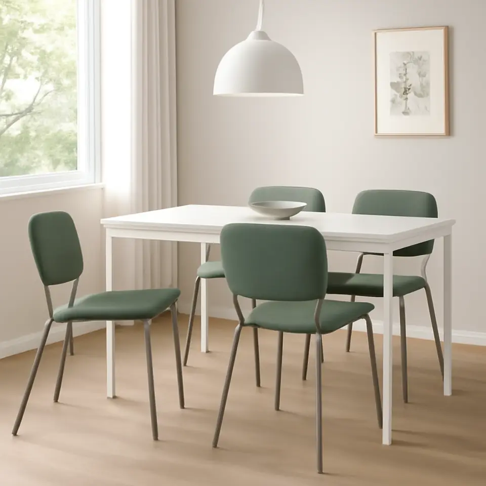 Møbelmontering VIHALS / VIHALS Bord og 4 stole, hvid hvid/grøn Tibbleby grågrøn, 125×74 cm | Få et tilbud i dag