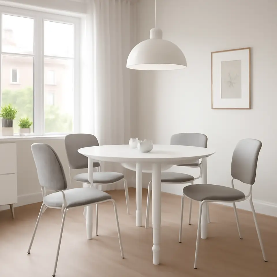 Møbelmontering VIHALS / VIHALS Bord og 4 stole, hvid hvid/hvid Tibbleby gråbeige, 107 cm | Samling af Møbler i Rødovre & Kbh