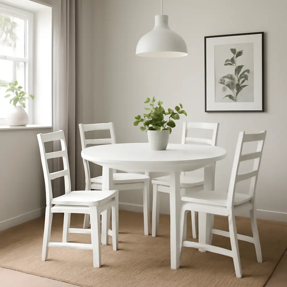 Møbelmontering NÄSINGE / NORDVIKEN Bord og 4 stole, hvid/hvid, 120 cm | Fast Pris i Storkøbenhavn