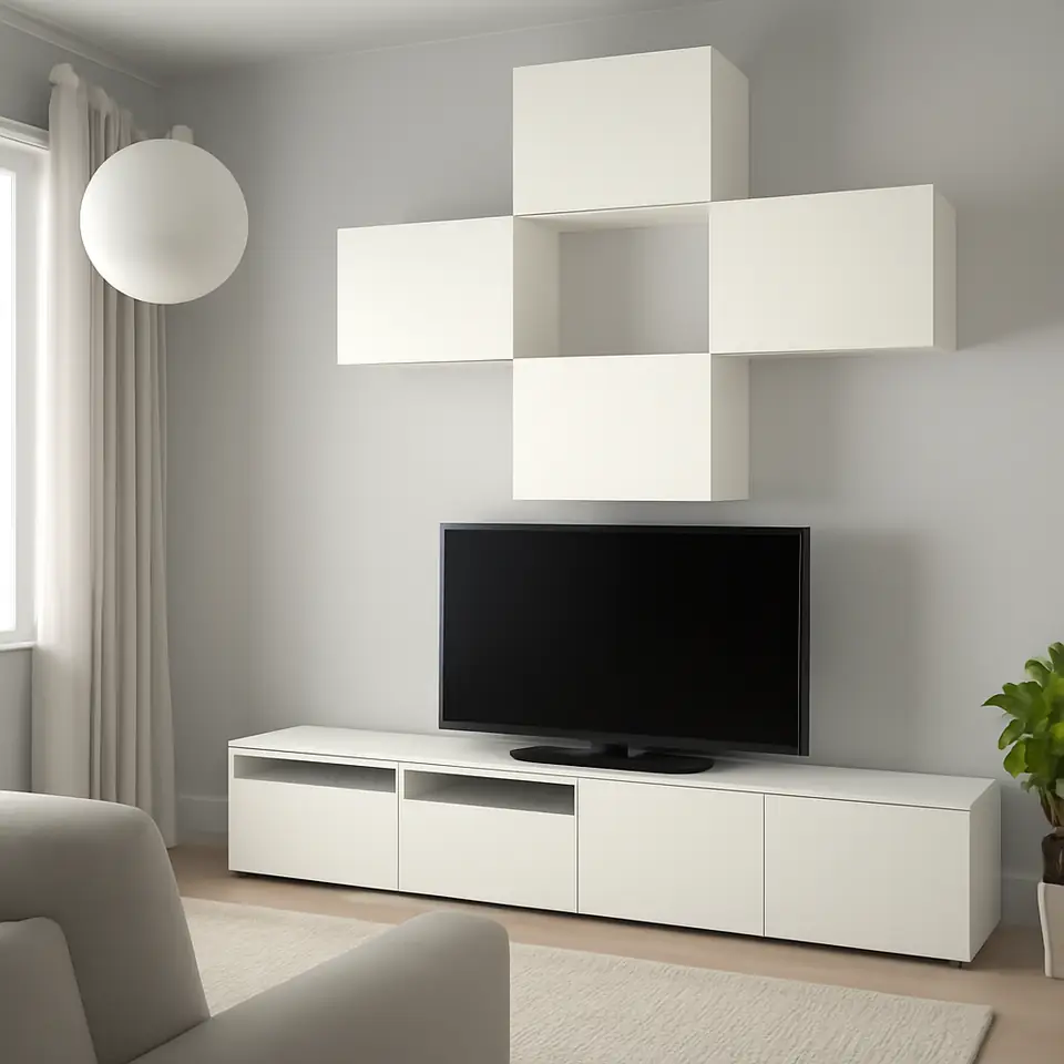 Møbelmontering BESTÅ Tv-møbel, kombination, hvid/Lappviken, 240x42x230 cm | Billig & Hurtig i København