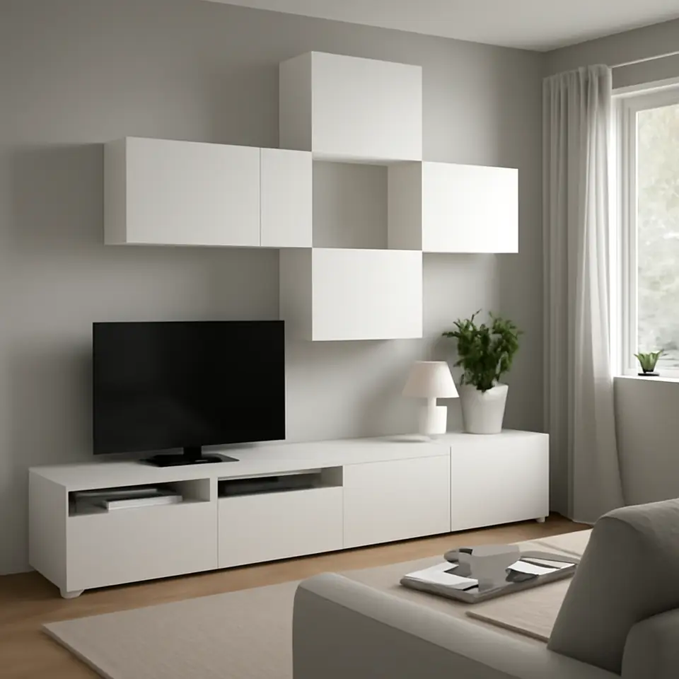 Møbelmontering BESTÅ Tv-møbel, kombination, hvid/Lappviken, 240x42x230 cm | Billig & Hurtig i København