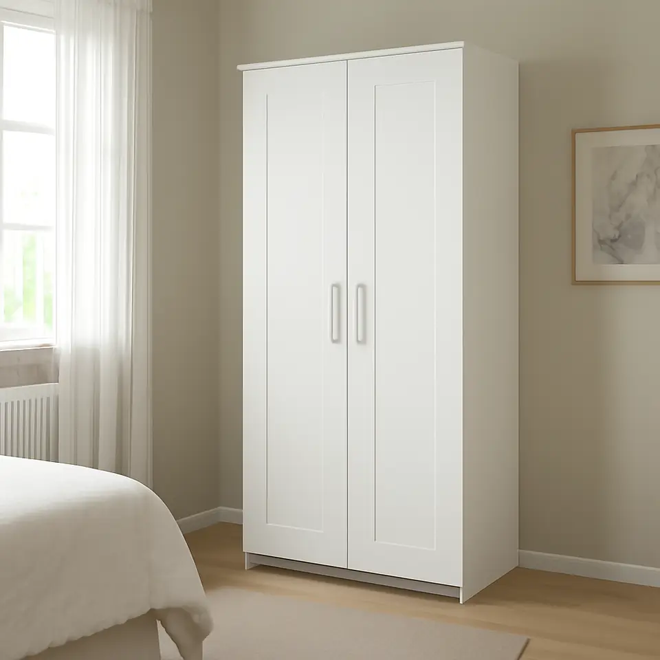 Møbelmontering BRIMNES Garderobeskab med 2 døre, hvid, 78×190 cm | Professionel Møbelmontør