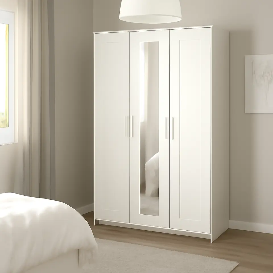 Møbelmontering BRIMNES Garderobeskab med 3 døre, hvid, 117×190 cm | Billig & Hurtig i København