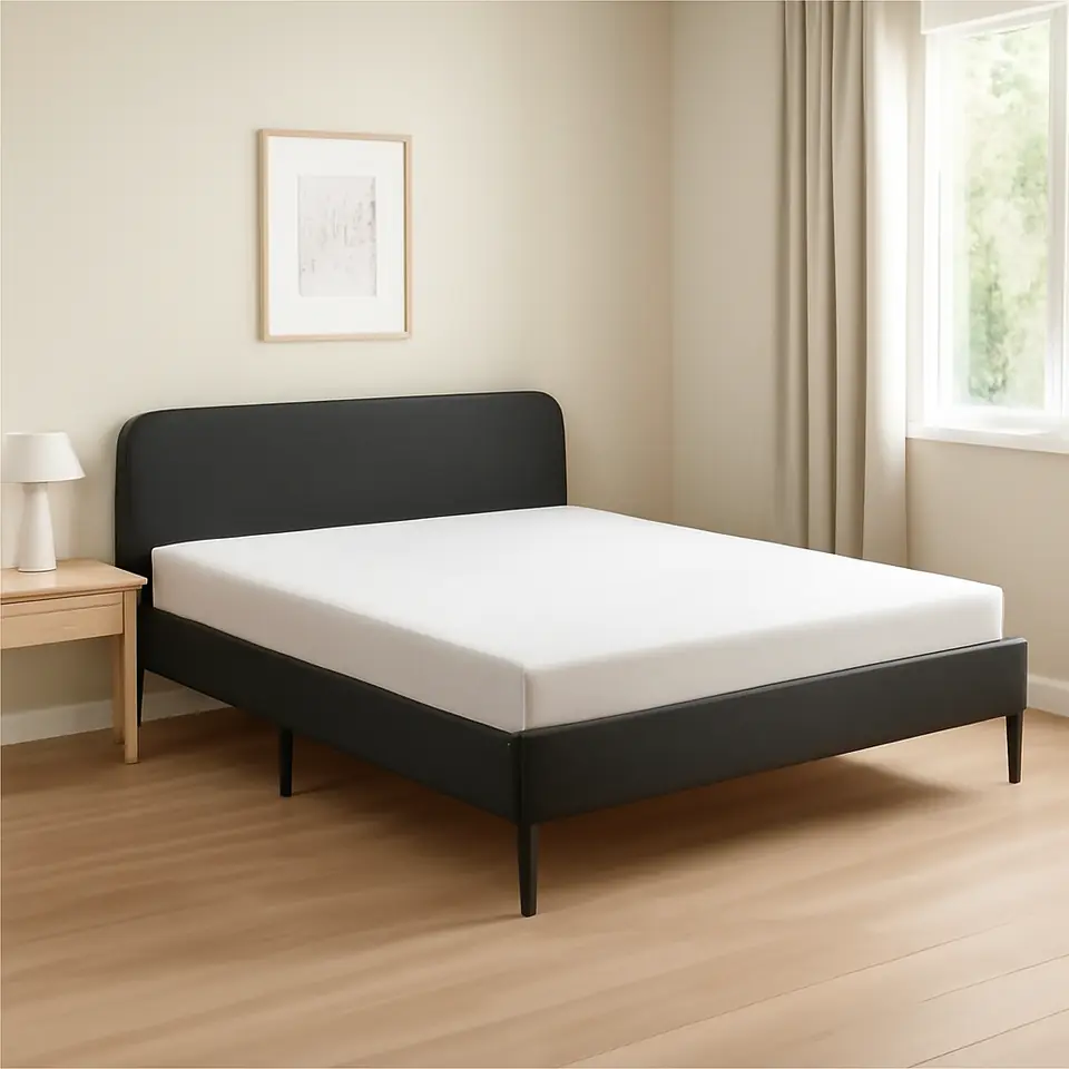 Møbelmontering SLATTUM Polstret sengestel, Vissle mørkegrå, 160×200 cm | Professionel Møbelmontør