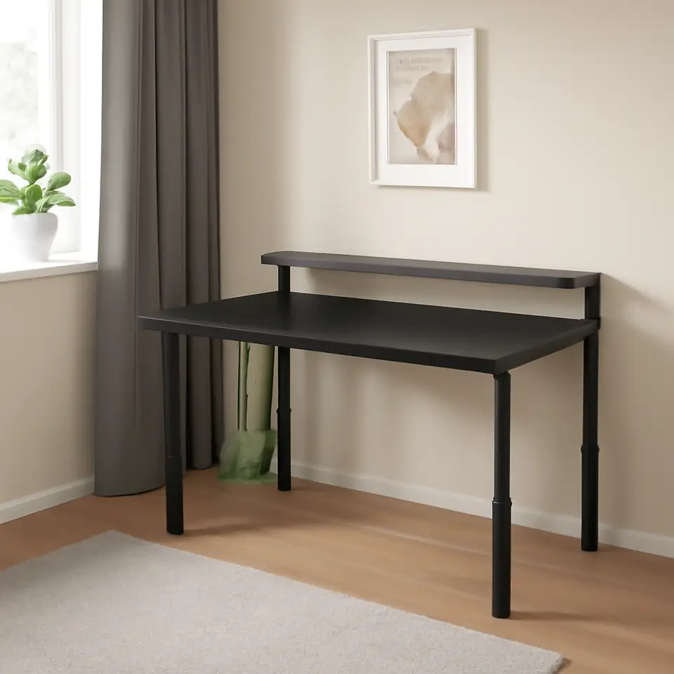 Møbelmontering UTVISNING Gamingbord med hylde, sort, 120×60 cm | Billig & Hurtig i København