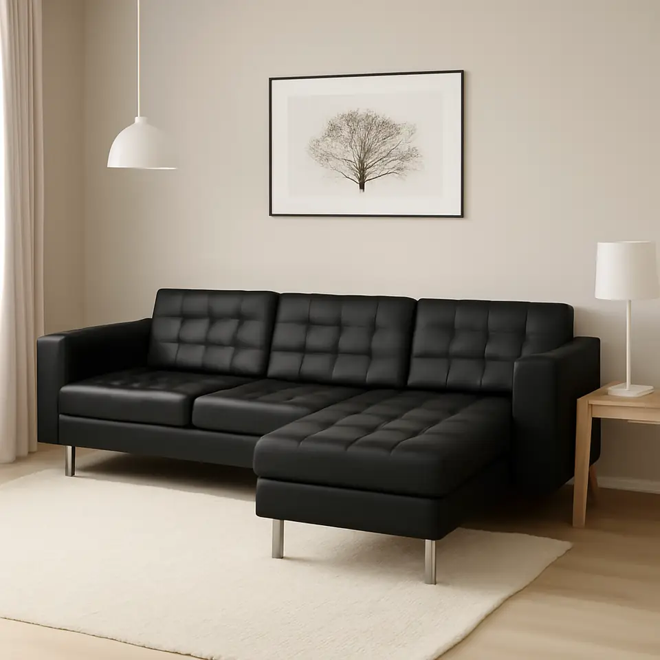 Møbelmontering LANDSKRONA 3-pers. sofa, med chaiselong/Grann/Bomstad sort/metal | Professionel Møbelmontør