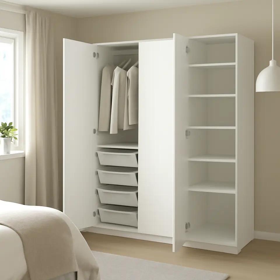 Møbelmontering PAX / FORSAND Garderobeskab, hvid/hvid, 150x60x201 cm | Billig & Hurtig i København