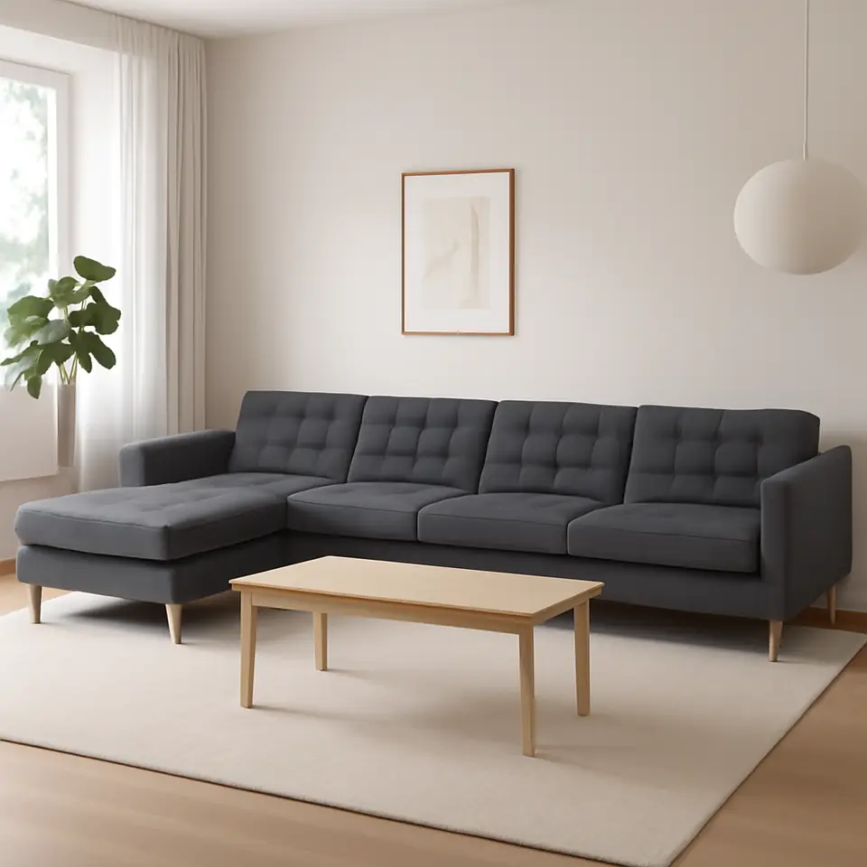Møbelmontering LANDSKRONA 5-pers. sofa, med chaiselonger/Gunnared mørkegrå/træ | Billig & Hurtig i København