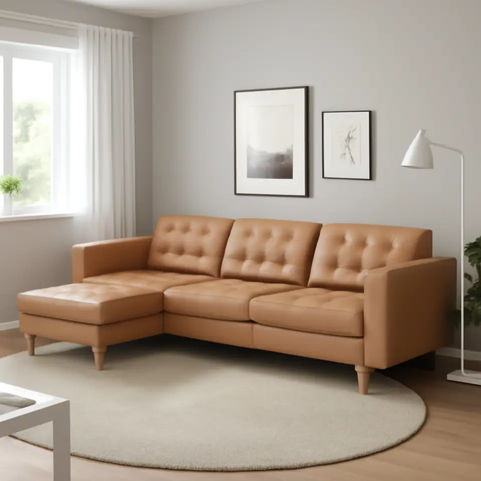 Møbelmontering LANDSKRONA 4-pers. sofa, med chaiselong/Grann/Bomstad gyldenbrun/træ | Billig & Hurtig i København