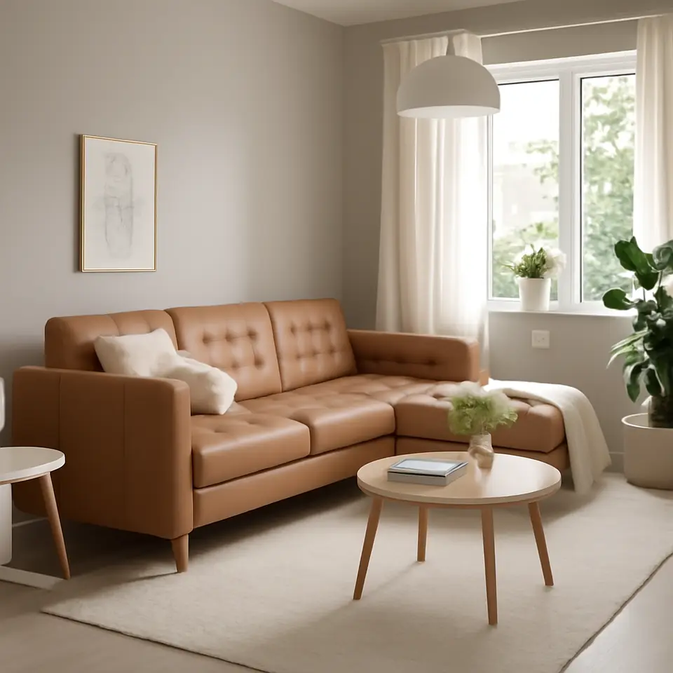 Møbelmontering LANDSKRONA 4-pers. sofa, med chaiselong/Grann/Bomstad gyldenbrun/træ | Billig & Hurtig i København