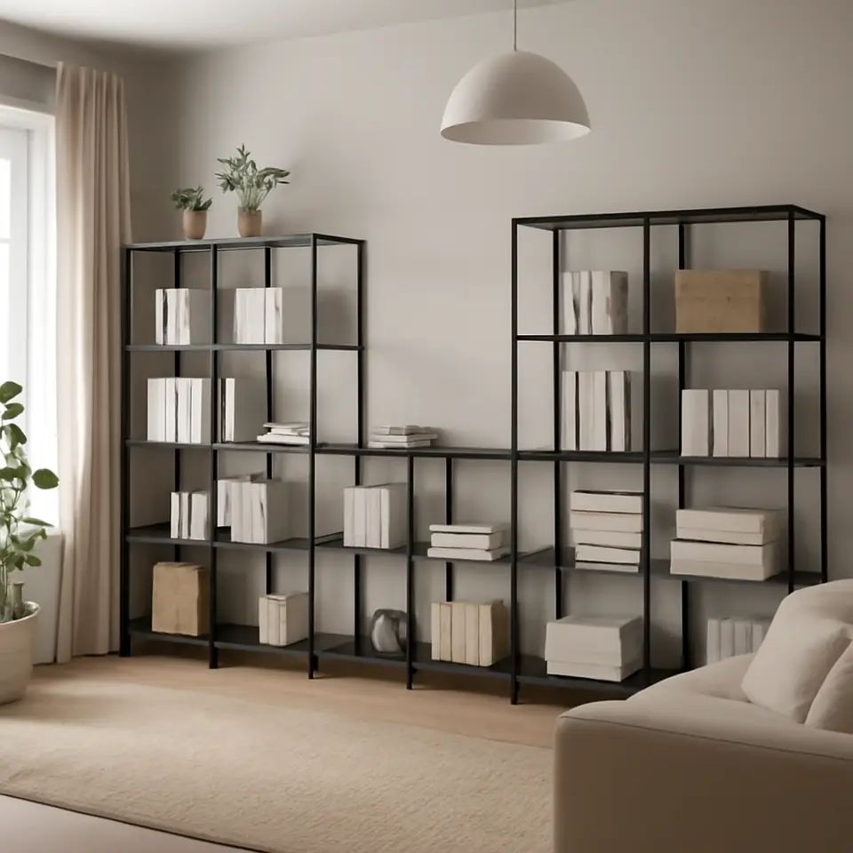 Møbelmontering VITTSJÖ Opbevaringskombination, sortbrun/glas, 300x36x175 cm | Samling af Møbler i Rødovre & Kbh