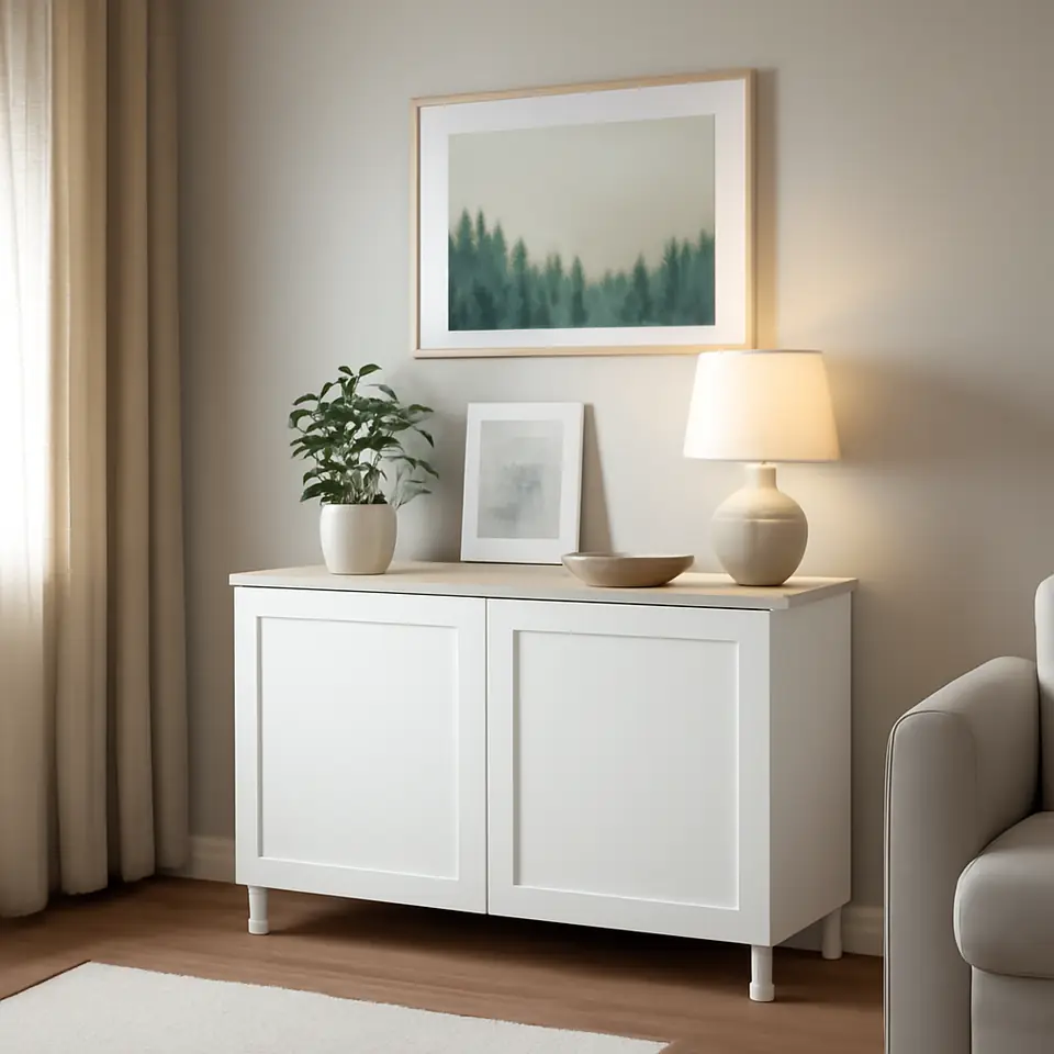 Møbelmontering BESTÅ Opbevaring med låger, hvid/Smeviken/Kabbarp hvid, 120x42x76 cm | Professionel Møbelmontør