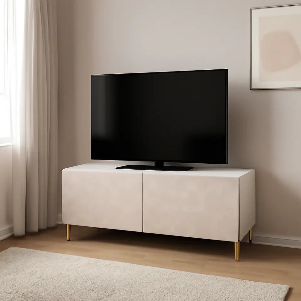 Møbelmontering BESTÅ Tv-bord med låger, hvid/Bergsviken/Ösarp beige, 120x42x48 cm | Få et tilbud i dag