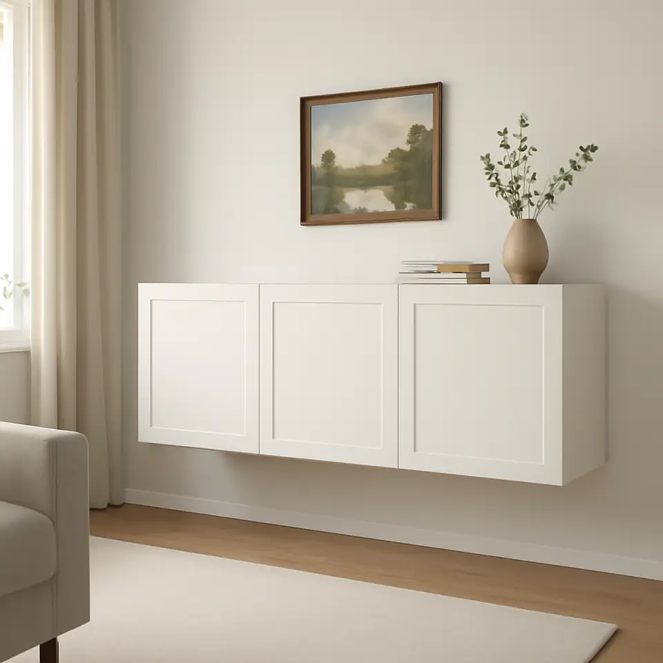 Møbelmontering BESTÅ Vægmonteret skabskombination, hvid/Hanviken hvid, 180x42x64 cm | Fast Pris i Storkøbenhavn