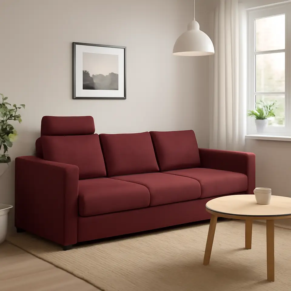 Møbelmontering VIMLE 3-pers. sofa, med nakkepude/Lejde rød/brun | Professionel Møbelmontør