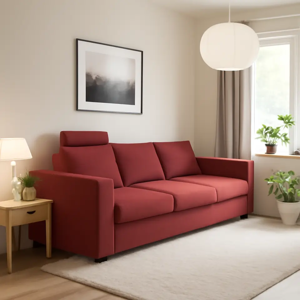 Møbelmontering VIMLE 3-pers. sofa, med nakkepude/Lejde rød/brun | Få et tilbud i dag