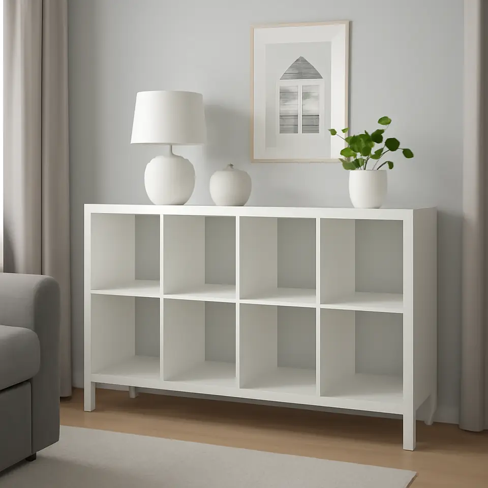 Møbelmontering KALLAX Reol med understel, hvid/hvid, 147×94 cm | Få et tilbud i dag