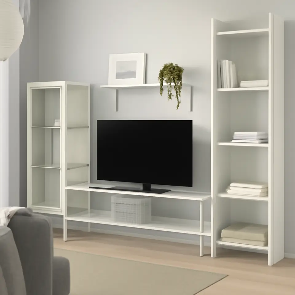 Møbelmontering BAGGEBO Tv-møbel, kombination, metal/hvid, 174x35x160 cm | Billig & Hurtig i København