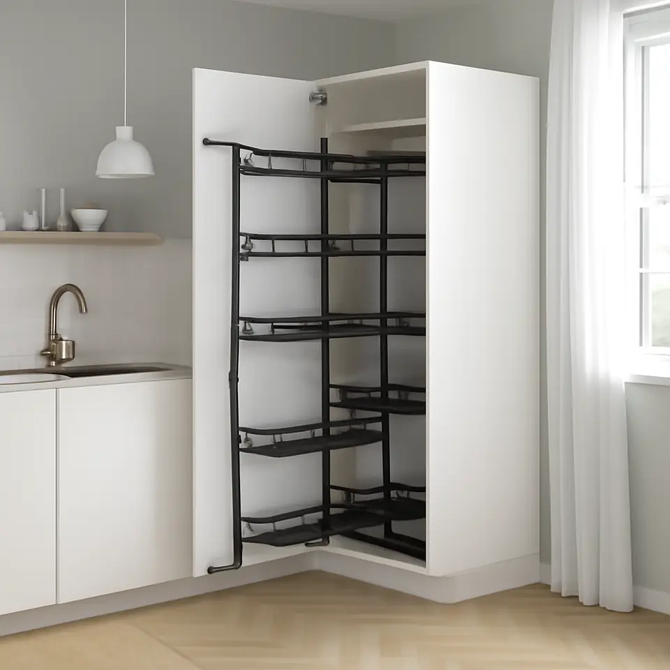 Møbelmontering METOD Højskab med udtræksviktualierum, hvid/Voxtorp mat hvid, 60x60x200 cm | Billig & Hurtig i København