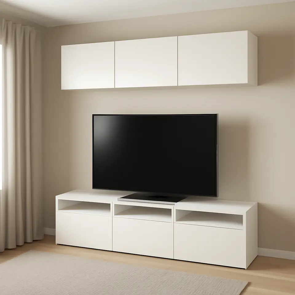 Møbelmontering BESTÅ Tv-bord, hvid/Lappviken hvid, 180x42x185 cm | Professionel Møbelmontør