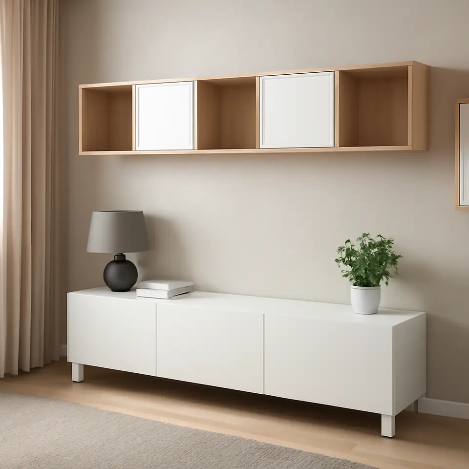Møbelmontering BESTÅ / EKET Tv-bord, hvid/Valviken, 180x42x48 cm | Få et tilbud i dag