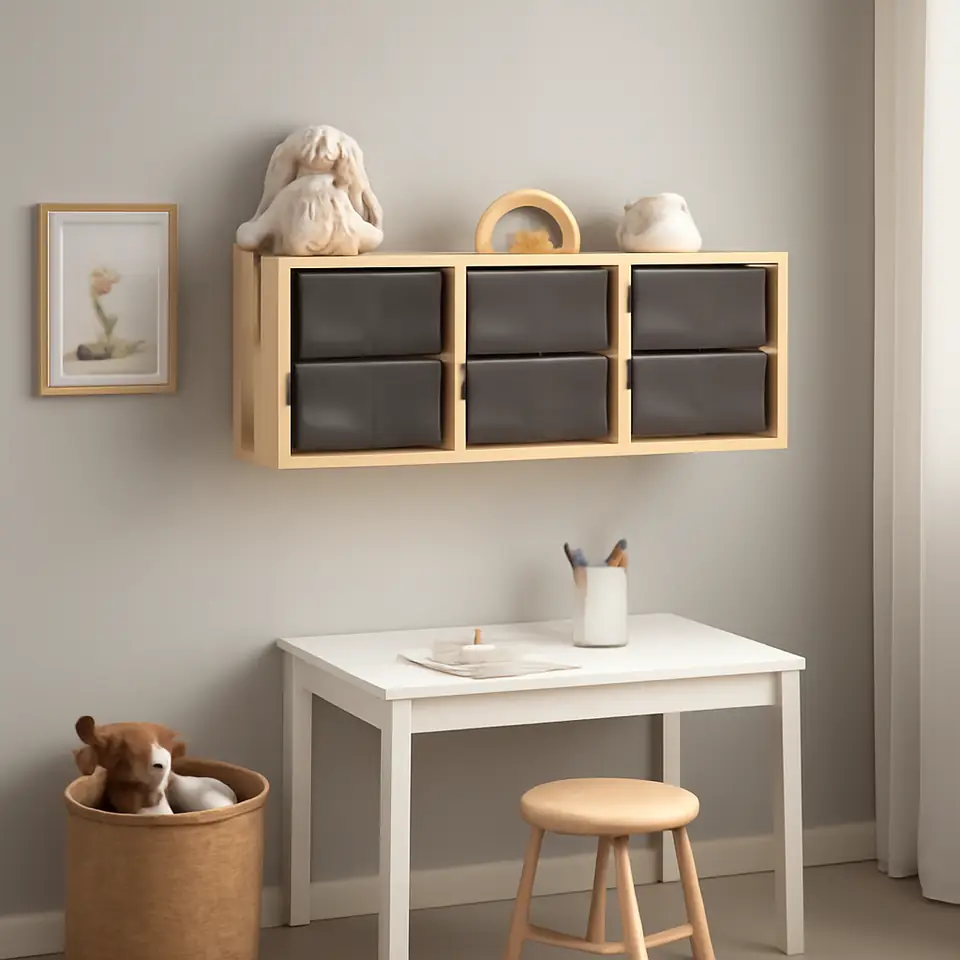 Møbelmontering TROFAST Vægopbevaring, lys fyr med hvid bejdse/mørkegrå, 93x21x30 cm | Billig & Hurtig i København