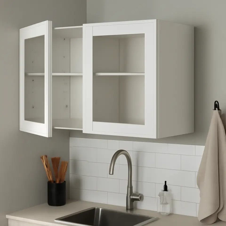 Møbelmontering METOD Vægskab med hylder/2 vitrinlåger, hvid/Hejsta hvidt, klart glas, 60×60 cm | Samling af Møbler i Rødovre & Kbh