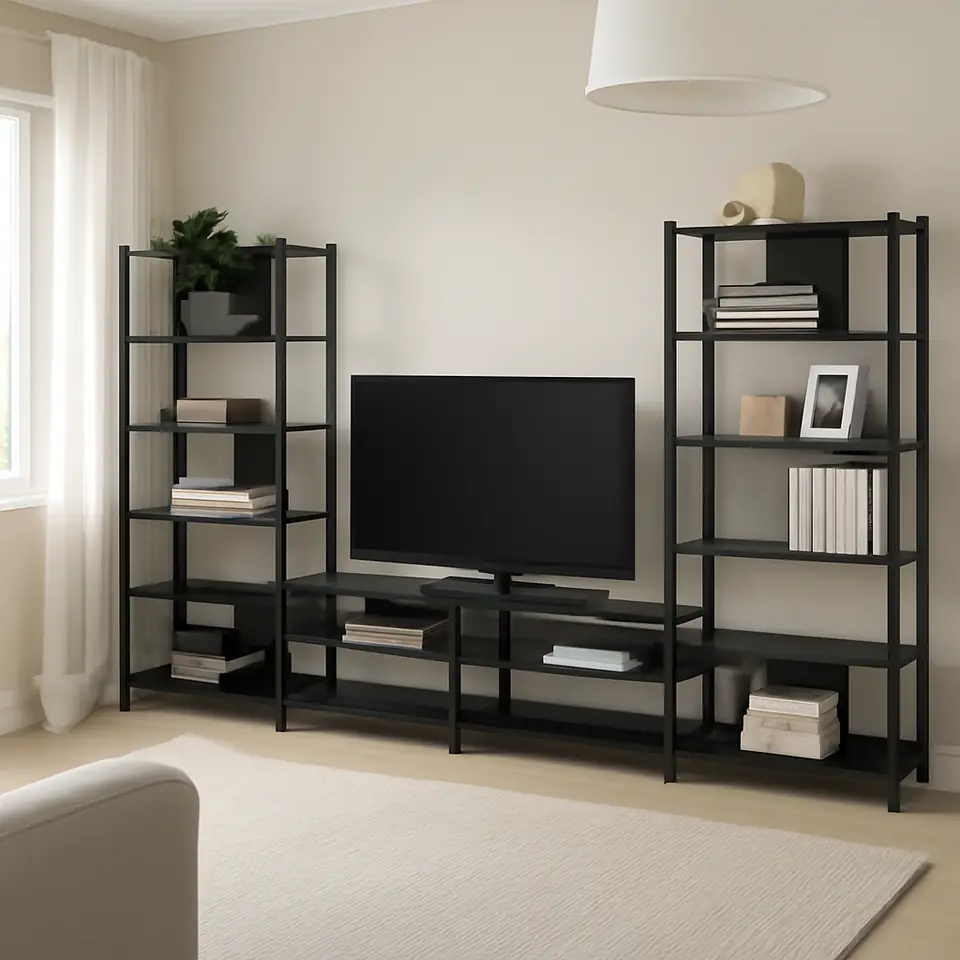 Møbelmontering JÄTTESTA Tv-møbel, kombination, sort, 320x40x195 cm | Fast Pris i Storkøbenhavn