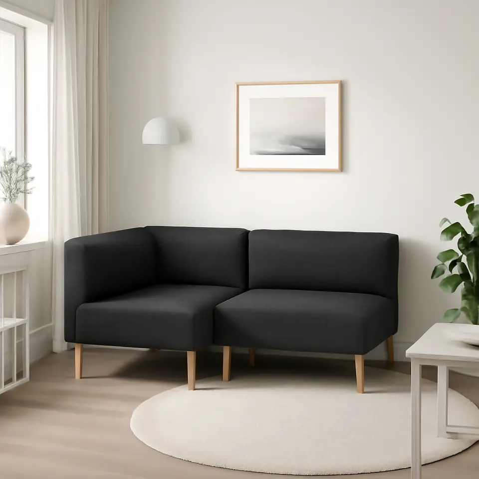 Møbelmontering LILLEHEM Modulopbygget hjørnesofa, 2-pers., Gunnared mørkegrå/træ | Få et tilbud i dag