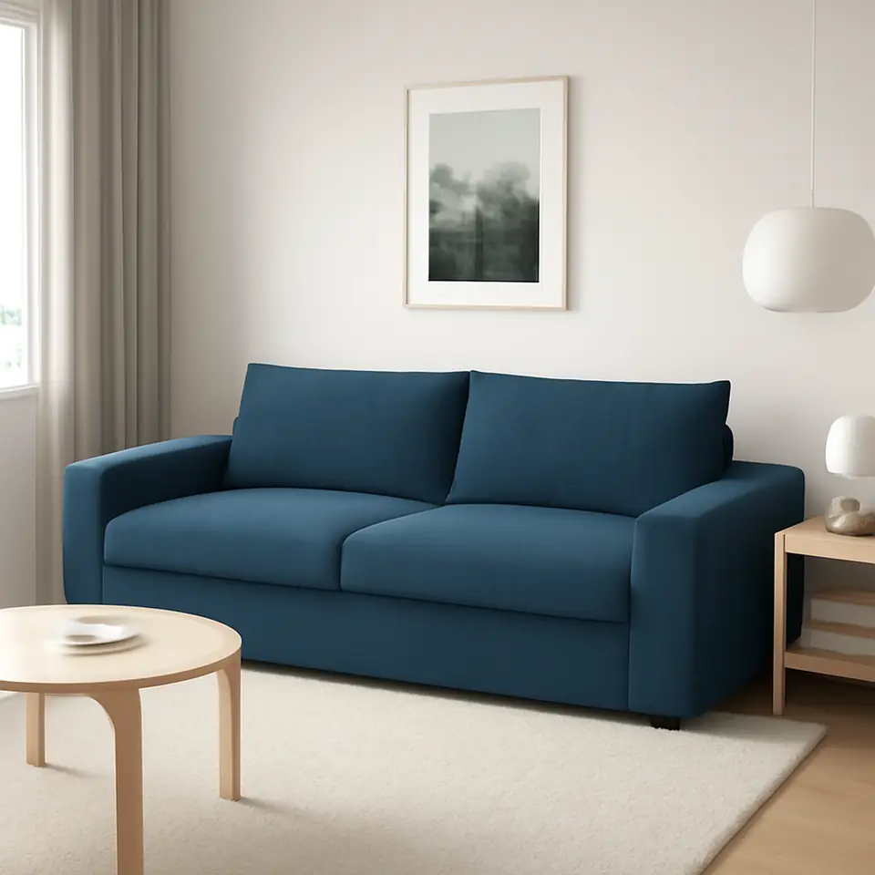Møbelmontering VIMLE Sovesofa, med brede armlæn/Hillared mørkeblå | Fast Pris i Storkøbenhavn