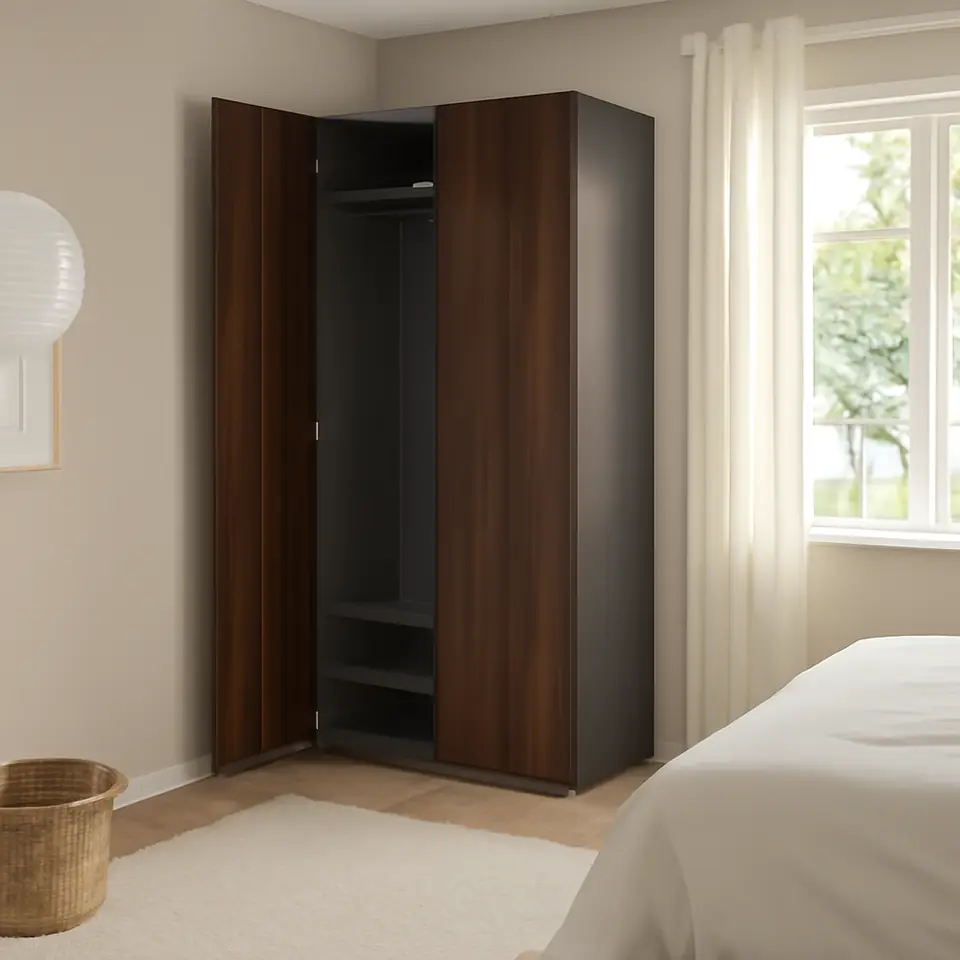 Møbelmontering PAX / STORKLINTA Garderobekombination, mørkegrå/mørkebrun bejdset egetræsmønster, 100x60x236 cm | Billig & Hurtig i København