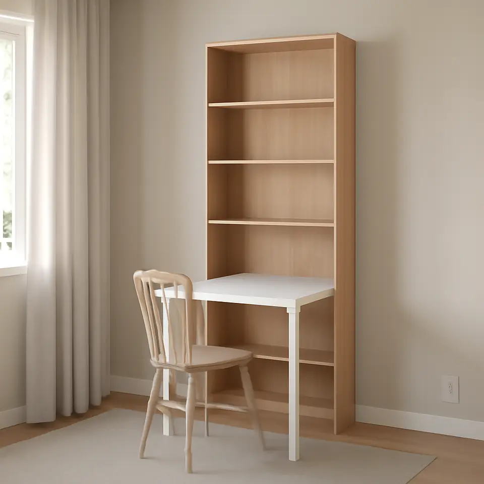 Møbelmontering BILLY Reol med skrivebord, egetræsmønstret/hvid, 80×202 cm | Fast Pris i Storkøbenhavn