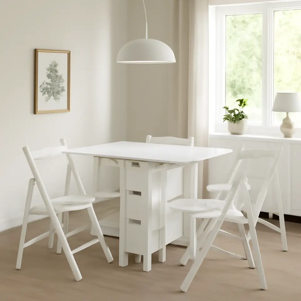 Møbelmontering NORDEN / FRÖSVI Bord og 4 stole, hvid/hvid, 26/89/152 cm | Få et tilbud i dag