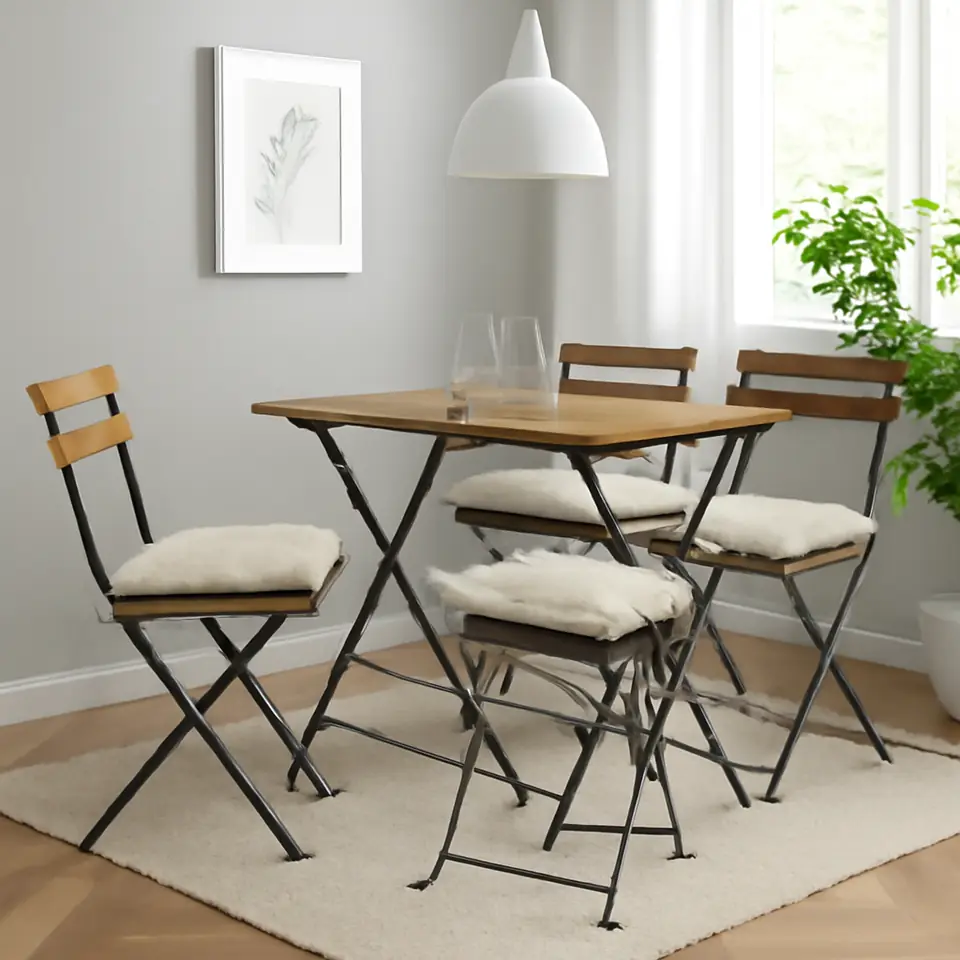 Møbelmontering TÄRNÖ Bord+4 stole, ude, sort/lysebrun bejdse kan klappes sammen/kan klappes sammen Kuddarna lys grå-beige, 100×54 cm | Samling af Møbler i Rødovre & Kbh
