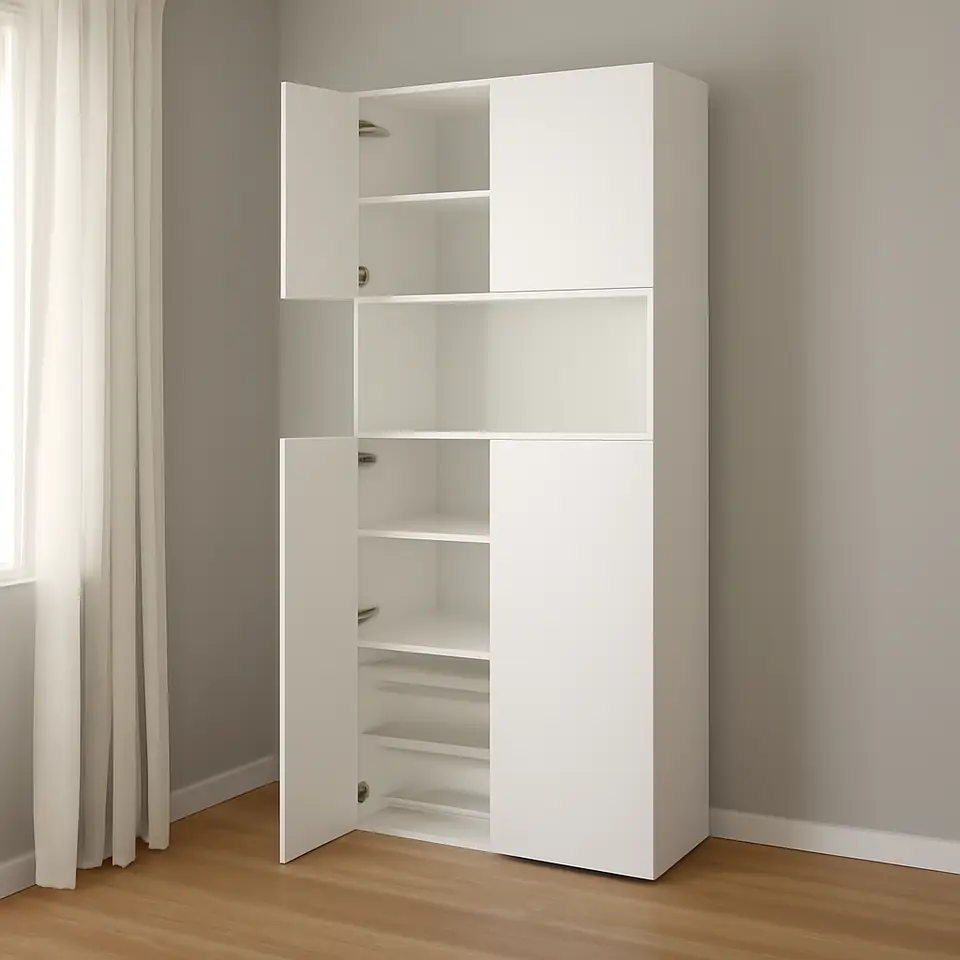 Møbelmontering PLATSA Opbevaring med låger, hvid/Fonnes hvid, 80x42x221 cm | Professionel Møbelmontør