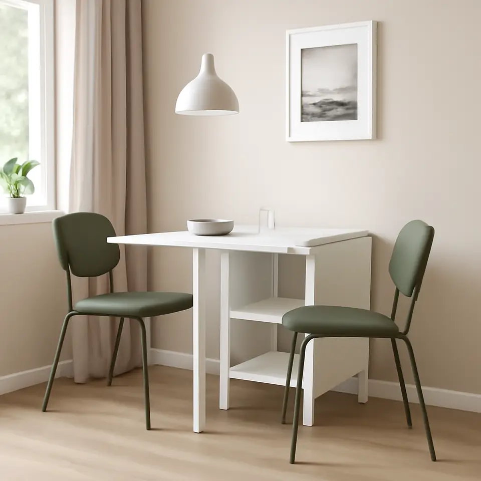 Møbelmontering VIHALS / VIHALS Bord og 2 stole, klapbord hvid/grøn Tibbleby grågrøn, 39/95/151×90 cm | Fast Pris i Storkøbenhavn