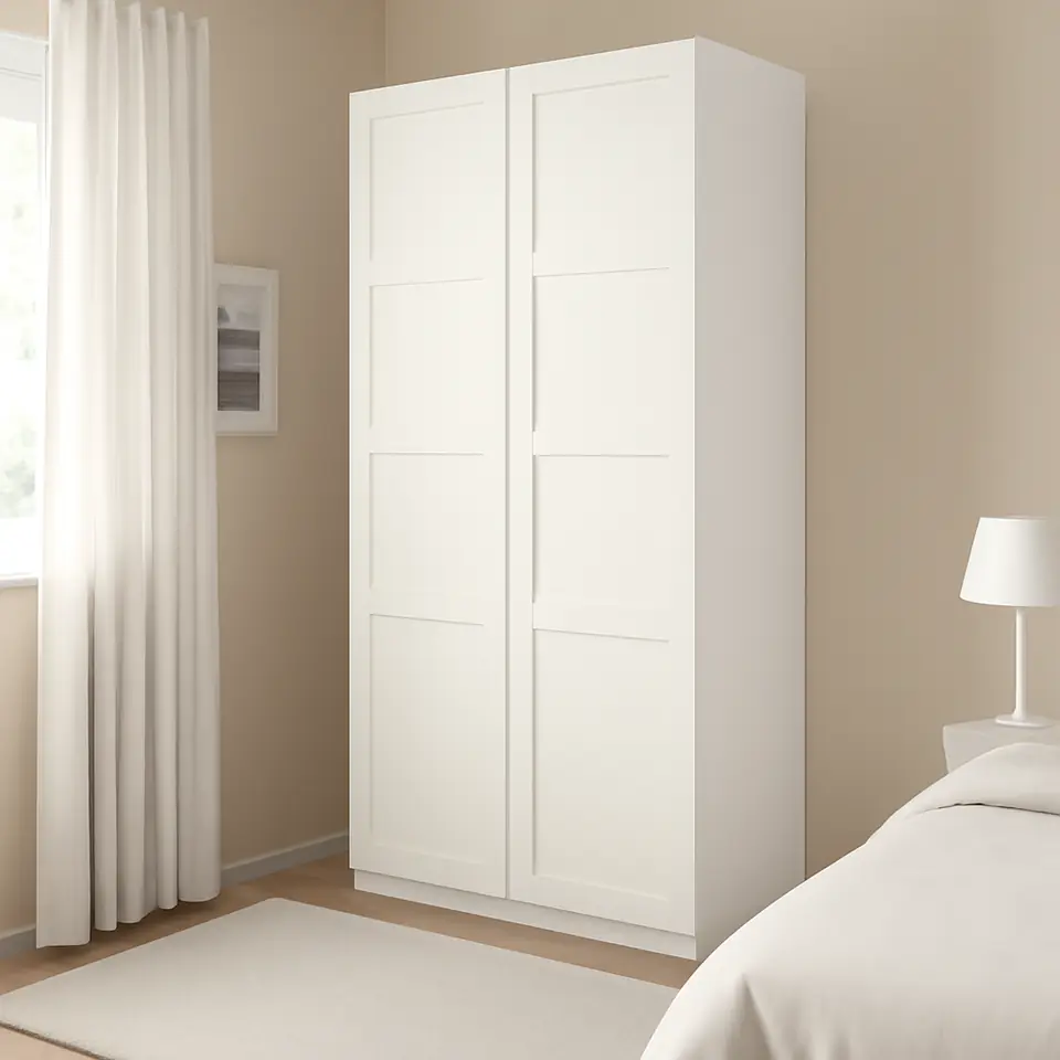 Møbelmontering PAX / BERGSBO Garderobeskab med 2 døre, hvid/hvid, 100x60x236 cm | Professionel Møbelmontør