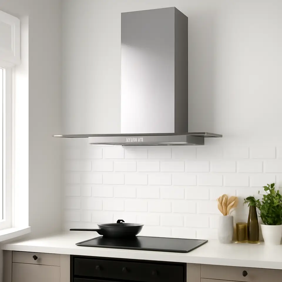 Møbelmontering BALANSERAD Vægmonteret emhætte, rustfrit stål/glas, 80 cm | Fast Pris i Storkøbenhavn