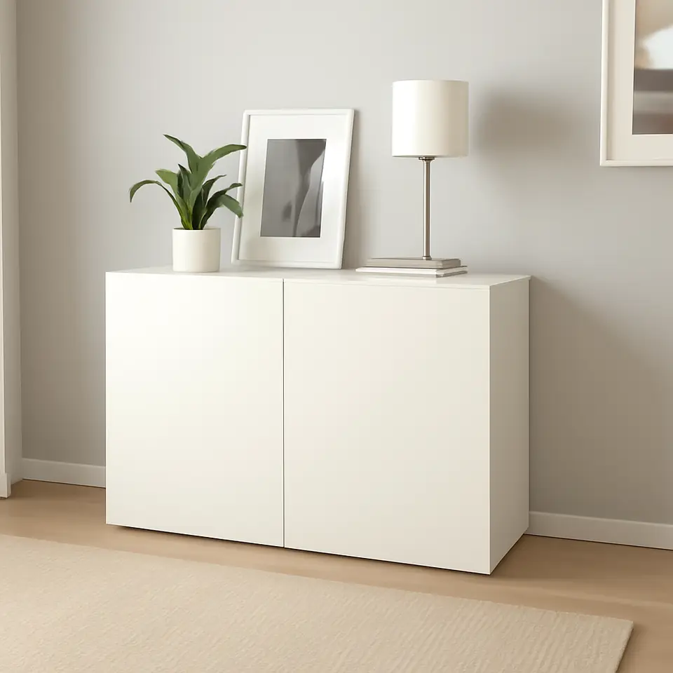 Møbelmontering BESTÅ Reol med døre, hvid/Lappviken hvid, 120x42x64 cm | Samling af Møbler i Rødovre & Kbh