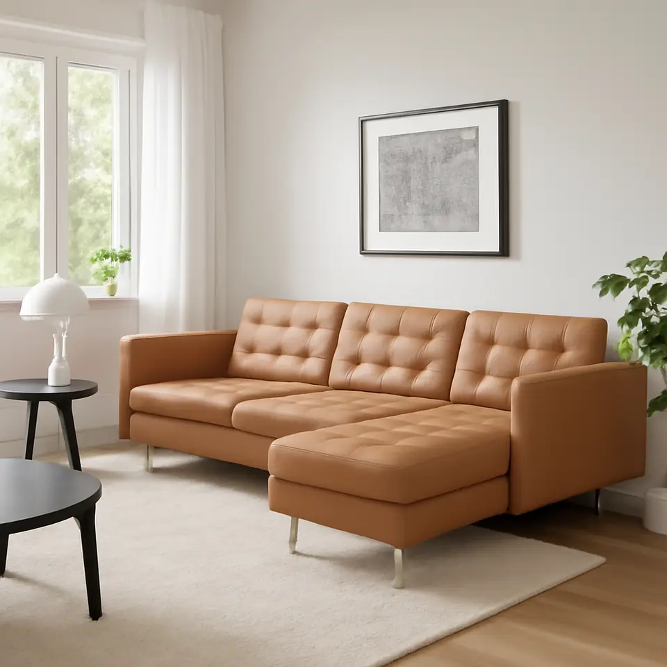 Møbelmontering LANDSKRONA 4-pers. sofa, med chaiselong/Grann/Bomstad gyldenbrun/metal | Fast Pris i Storkøbenhavn