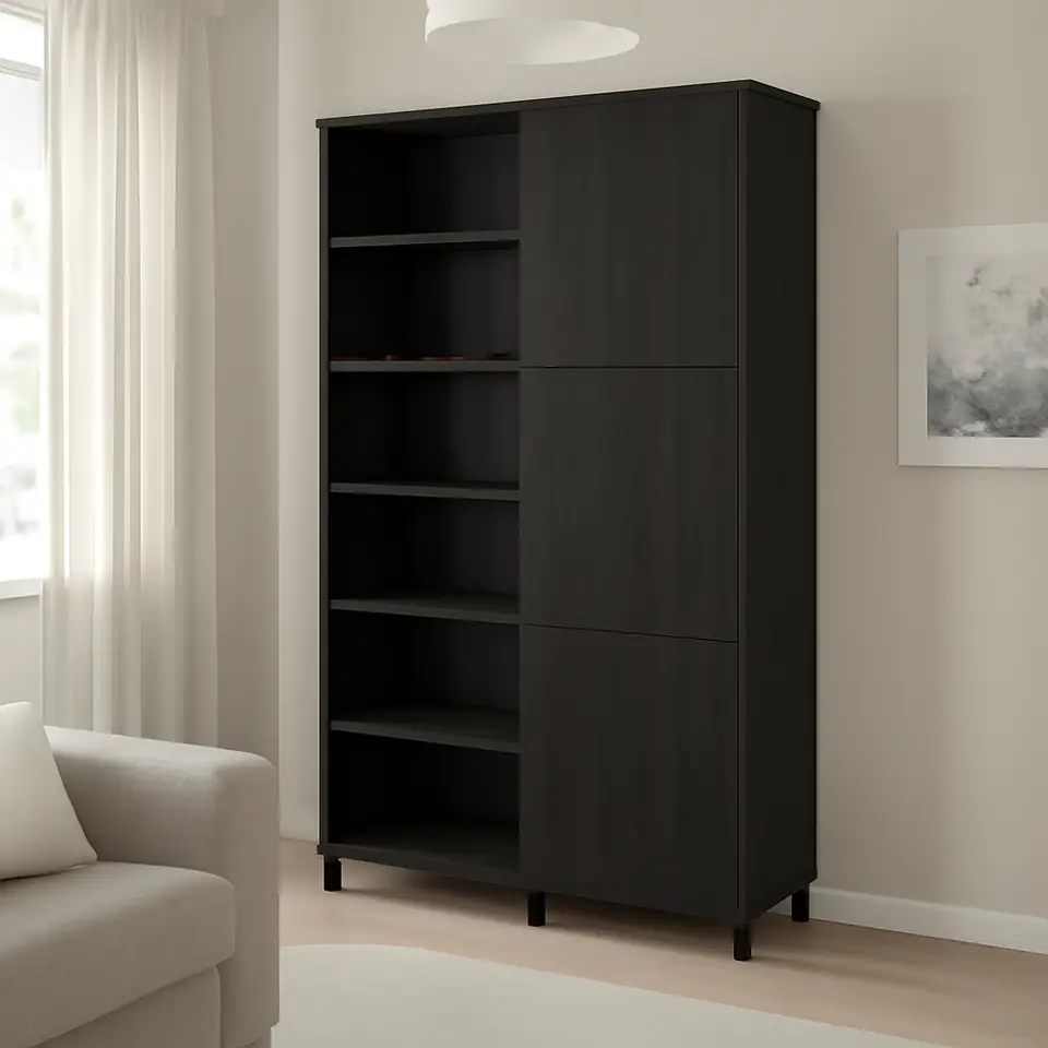 Møbelmontering BESTÅ Opbevaring med låger, sortbrun/Lappviken/Stubbarp sortbrun, 120x42x202 cm | Få et tilbud i dag