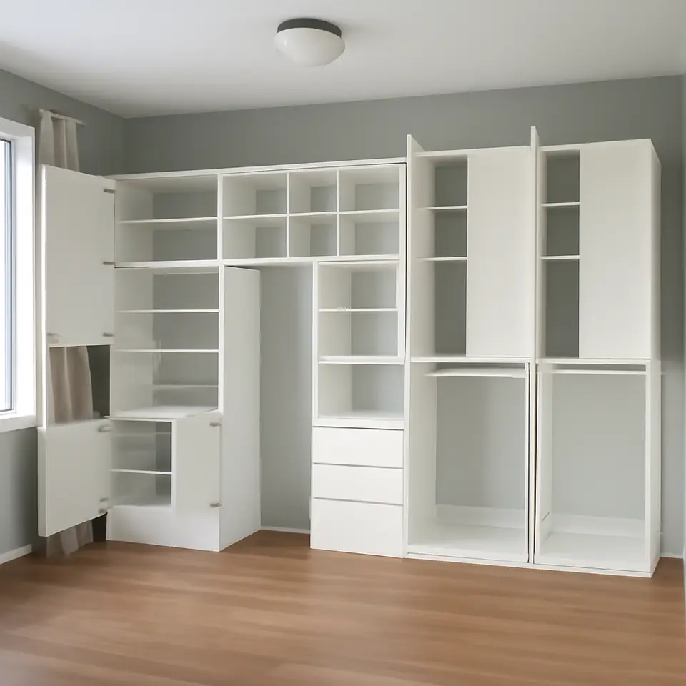 Møbelmontering PLATSA Opbevkombi m 6 lå/3 skuffer, hvid/Fonnes hvid, 420x42x241 cm | Billig & Hurtig i København